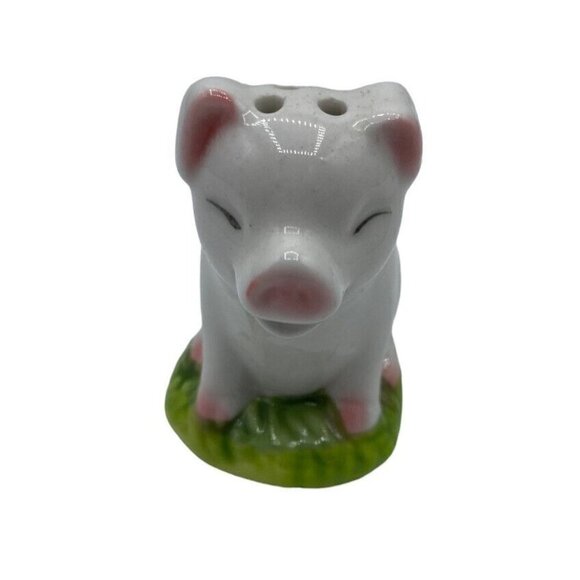 Unbranded Other - Ceramic Pig Piglet Salt Shaker Figurine Farmhouse White Green Pink Farm Animal